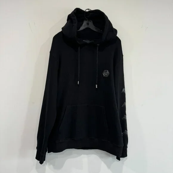 Philipp Plein Skull-print rhinestone-embellished hoodie, Size EU 3XL/US XL-2XL